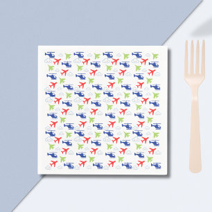 Cute Colourful Aeroplane & Clouds Aviator  Napkin