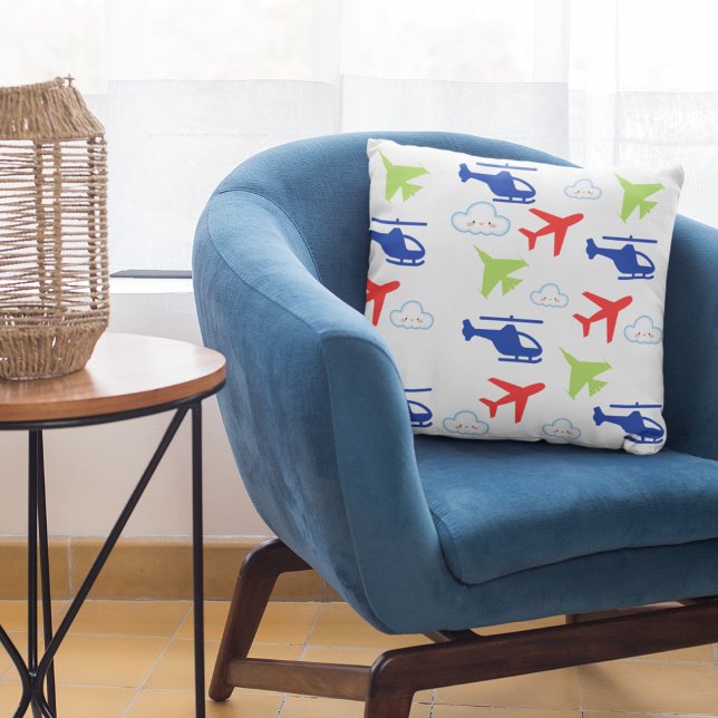 Cute Colourful Aeroplane & Clouds for Aviator Cushion (Creator Uploaded)
