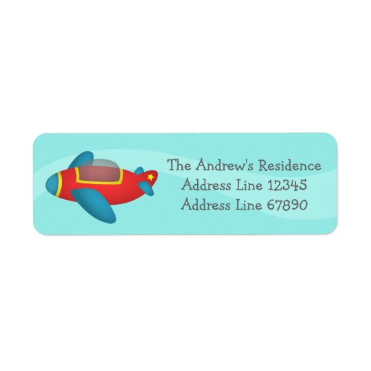 Cute Colourful Aeroplane Jet for Kids Return Address Label