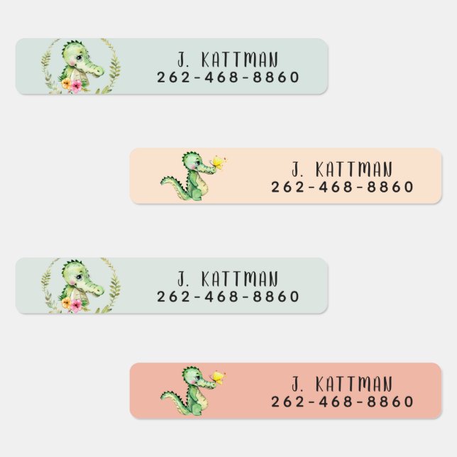 Cute Colourful Alligator School Daycare Labels (Group)