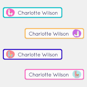 Cute Colourful Alpaca Custom Name Tags Waterproof