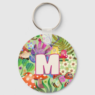 Cute Colourful and Bright Enchanted Woodland Fores Key Ring