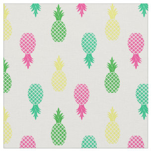 Cute Colourful and Tropical Pineapple Pattern Fabric