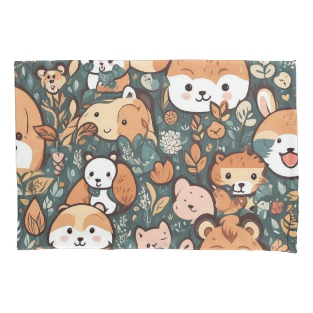 Cute colourful animals pillowcase (Front)