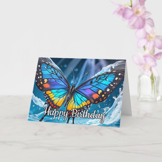 Cute Colourful Artistic Butterfly Design Card (Orchid)