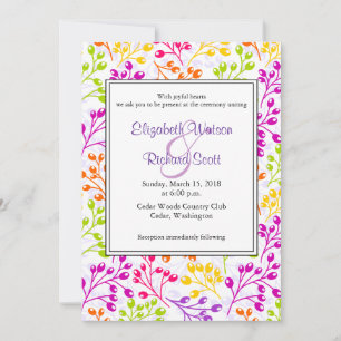 Cute colourful autumn fruits wedding invitation