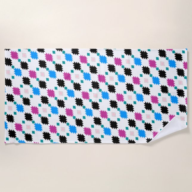 Cute colourful aztec pattern beach towel (Front)