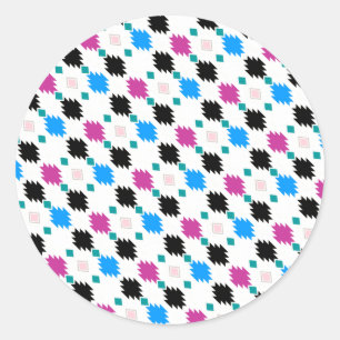 Cute colourful aztec pattern classic round sticker
