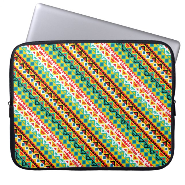 Cute colourful aztec patterns design laptop sleeve (Front)