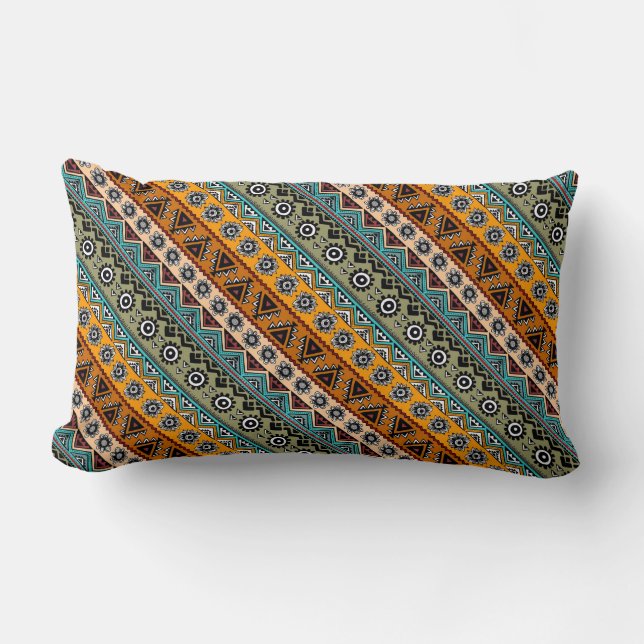 Cute colourful aztec patterns design lumbar cushion (Front)