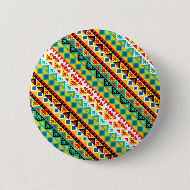 Cute colourful aztec patterns design paper cup 6 cm round badge (Front)