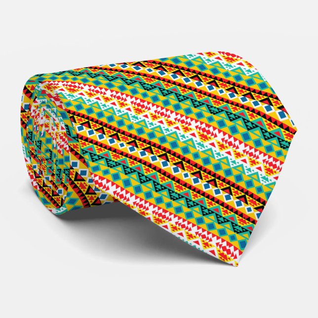 Cute colourful aztec patterns design tie (Rolled)