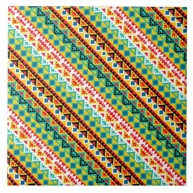 Cute colourful aztec patterns design tile (Front)