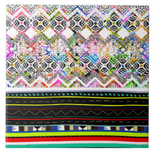 Cute colourful aztec tribal patterns ceramic tile