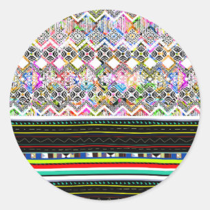 Cute colourful aztec tribal patterns classic round sticker
