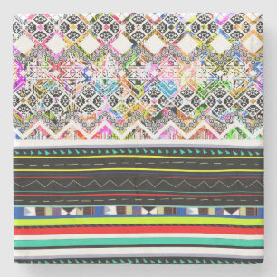 Cute colourful aztec tribal patterns stone coaster