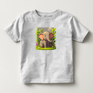 Cute Colourful Baby Elephant Cartoon Toddler T-Shirt