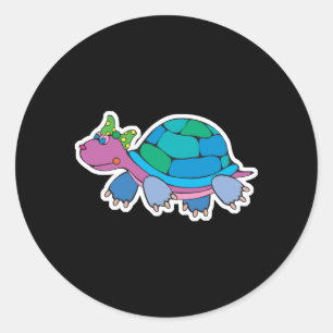 cute colourful baby turtle classic round sticker