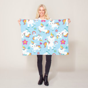 Cute Colourful Baby Unicorn Fleece Blanket