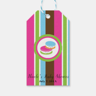 Cute Colourful Bakery Macaroons Fun Stripe Favour Gift Tags