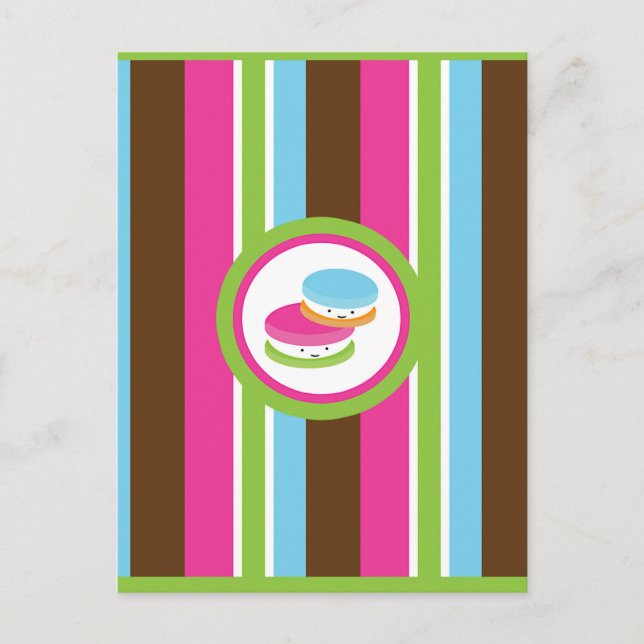 Cute Colourful Bakery Macaroons Fun Stripe Flyer Postcard (Front)