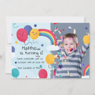 Cute Colourful Balloons and Rainbow Birthday Card
