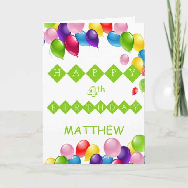 Cute Colourful Balloons Birthday Holiday Card (Front)