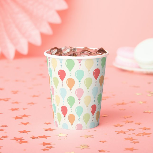 Cute Colourful Balloons Kids Birthday Party   Paper Cups (Insitu)