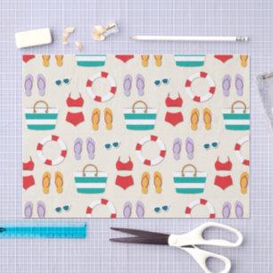 Cute Colourful Beach Holiday Pattern Summer Tissue Paper