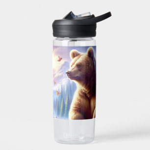 Cute, colourful bear & butterflies water bottle