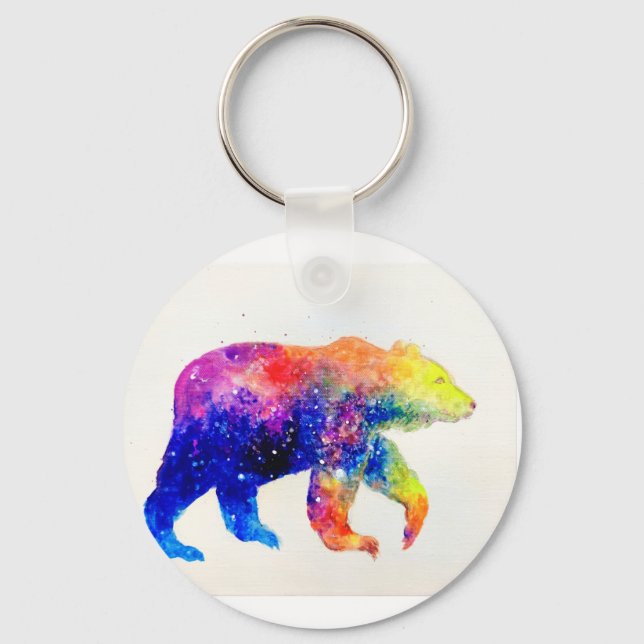 Cute colourful bear key ring (Front)
