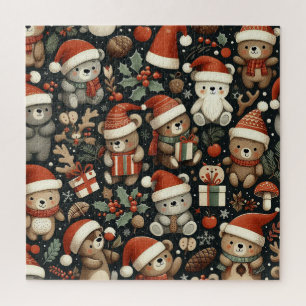 Cute colourful bears dressed for Winter Jigsaw Puzzle