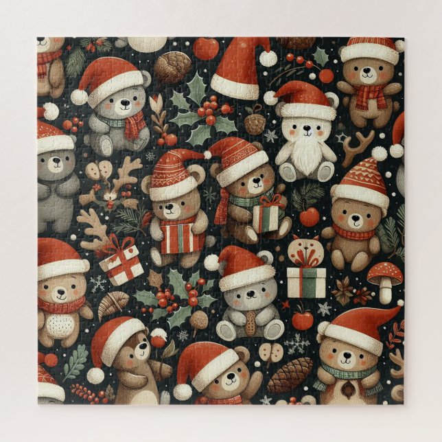 Cute colourful bears dressed for Winter Jigsaw Puzzle (Vertical)
