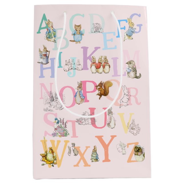 Cute Colourful Beatrix Potter Alphabet  Medium Gift Bag (Front)
