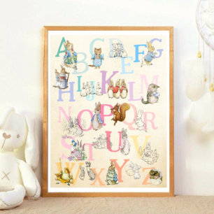Cute Colourful Beatrix Potter Alphabet Nursery Poster