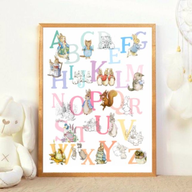 Cute Colourful Beatrix Potter Alphabet Nursery Poster (Creator Uploaded)
