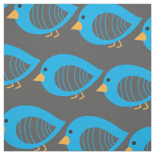 Cute colourful bird illustration fabric