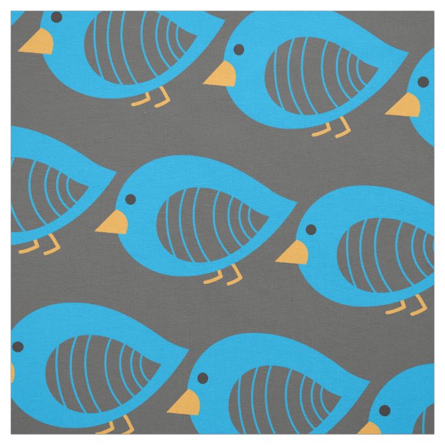 Cute colourful bird illustration fabric (Swatch)