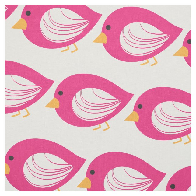 Cute colourful bird illustration fabric (Swatch)