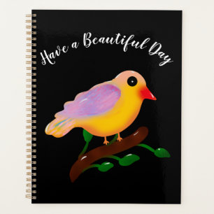 Cute Colourful Bird on Branch Hand Drawn Songbir Planner