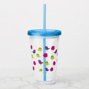 Cute colourful birds acrylic tumbler