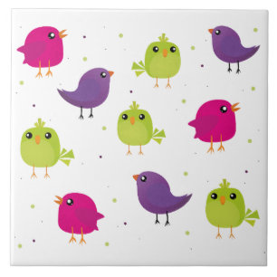 Cute colourful birds   ceramic tile