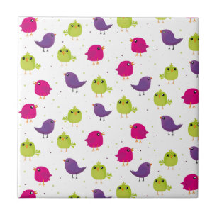 Cute colourful birds  ceramic tile