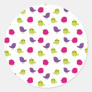 Cute colourful birds   classic round sticker