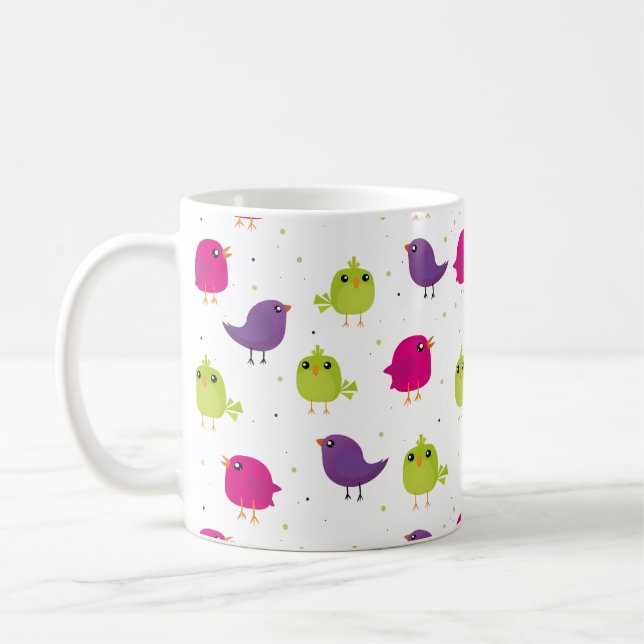 Cute colourful birds coffee mug (Left)