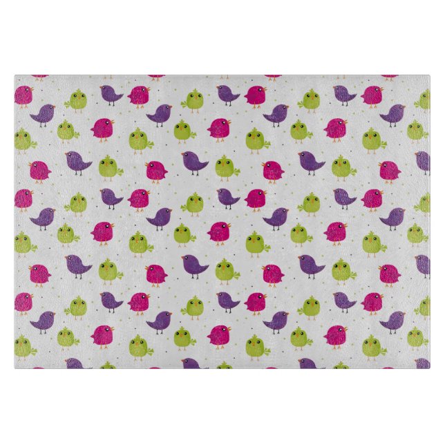 Cute colourful birds  cutting board (Front)