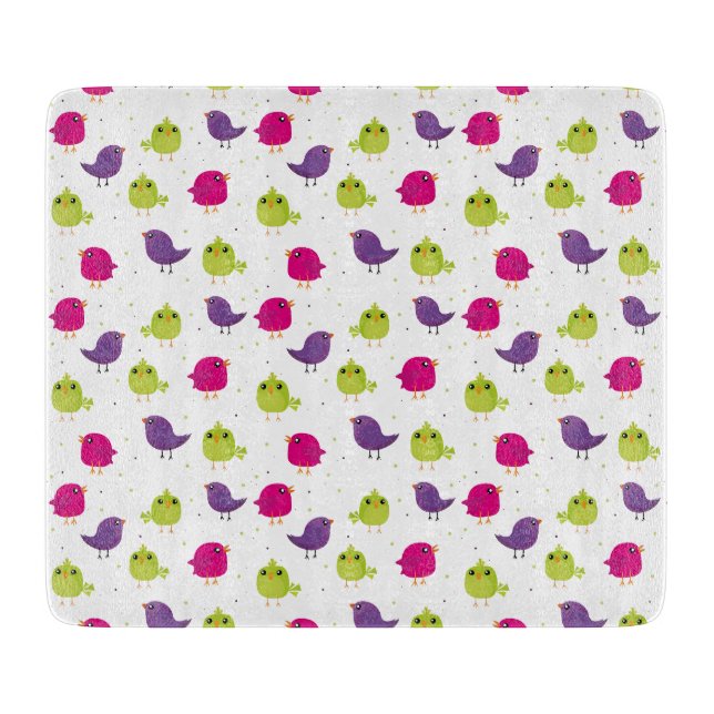 Cute colourful birds cutting board (Front)