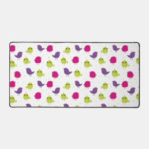 Cute colourful birds desk mat