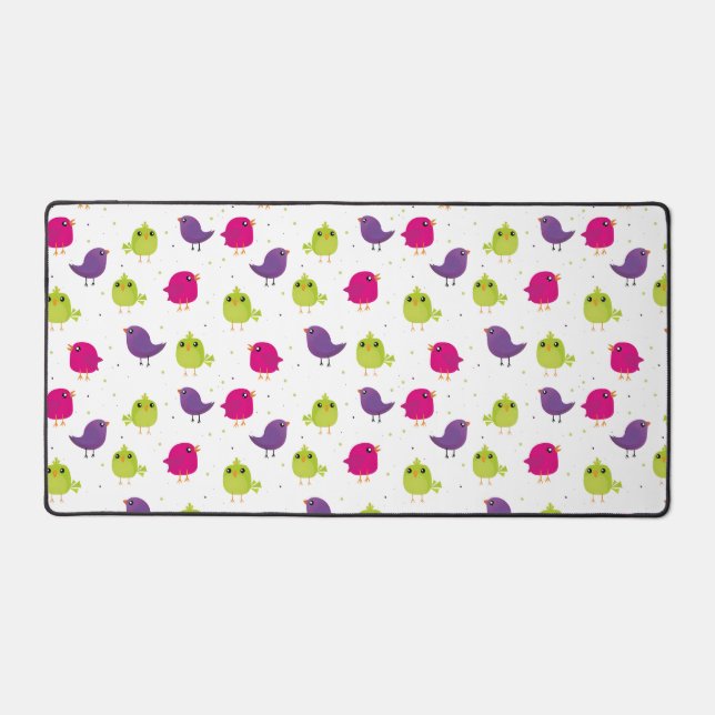 Cute colourful birds desk mat (Front)