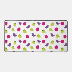 Cute colourful birds desk mat